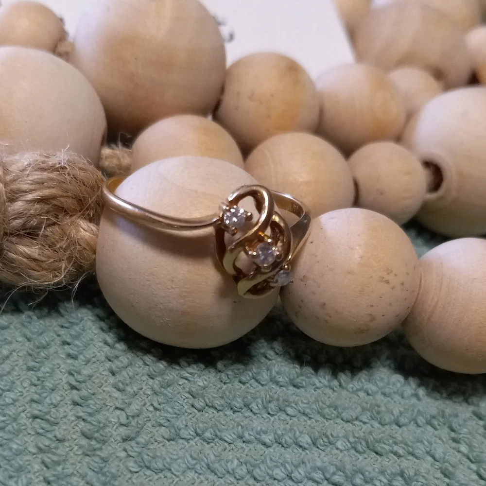 Custom 10K Yellow Gold Ring w/ Diamonds - Picture 2 of 5